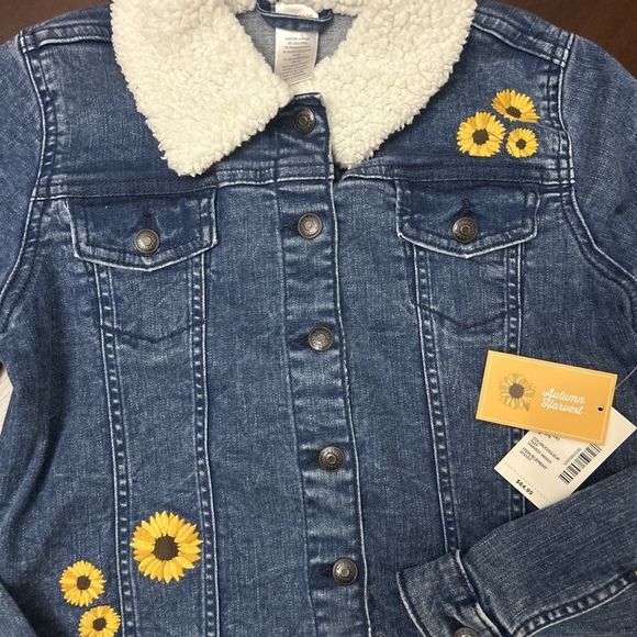 Girls Gymboree Denim Blue Jean Jacket Embroidered Flowers  Large Cute! - Picture 4 of 7